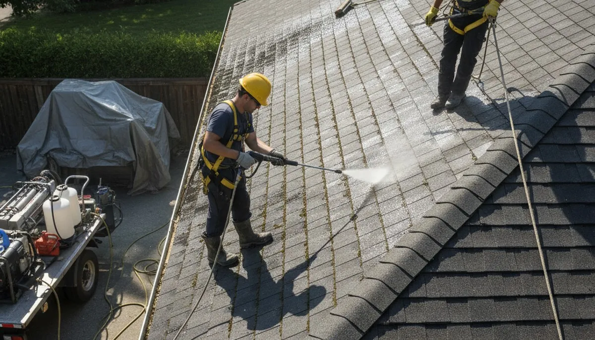 Fort Collins, CO roof cleaning service removing moss and debris to protect homes